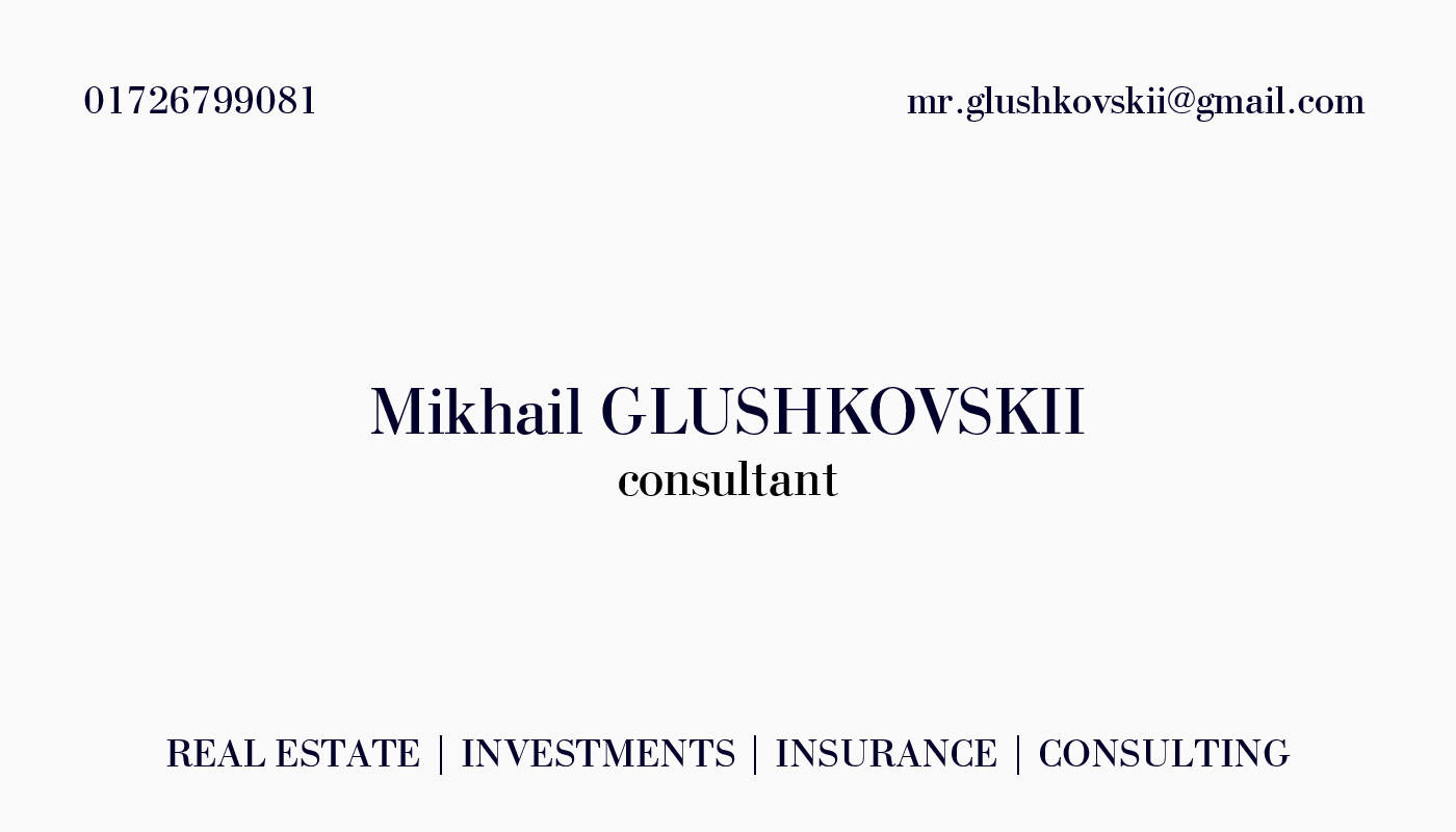 Mikhail Glushkovskii — business card